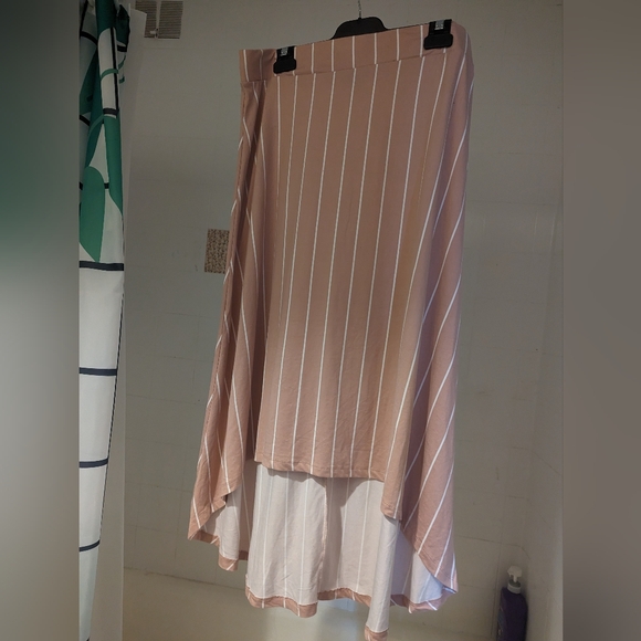 Midi baby pink stripe skirt XL - Picture 1 of 3